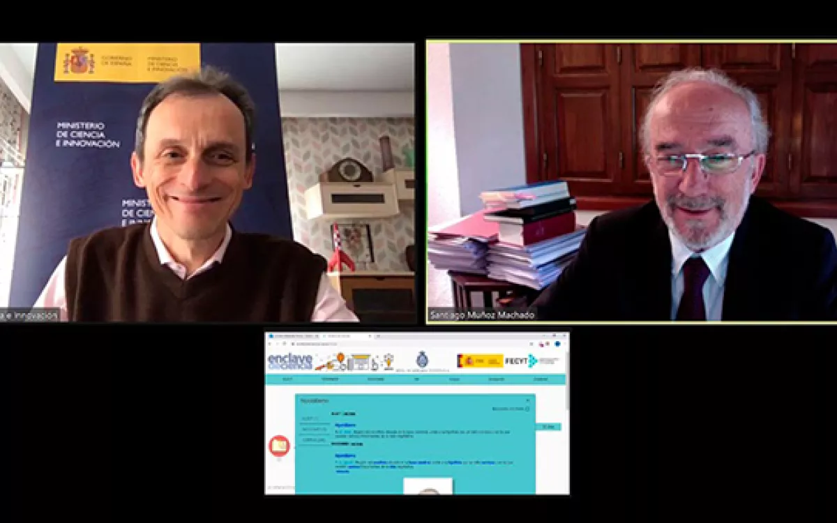 El director de la RAE presenta al ministro de Ciencia e Innovación la plataforma lingüística de «Enclave de ciencia»